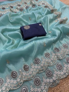 ผ้าไหมพรีเมียม Nagma Sarees รุ่น Gold Crush พร้อมผ้าปัลลู C ปักดิ้นหลายสี และขอบผ้าลายอาร์โคคัท ขายส่งสำหรับงานปาร์ตี้สุดหรู - Product Image 6