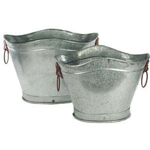 Grandes jardinières et vase de jardin avec poignées Ensemble de deux jardinières galvanisées de vente chaude Poubelle élégante pour la décoration extérieure - Product Image 5