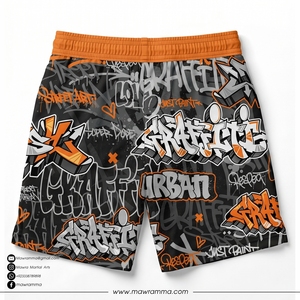 Pantalones Cortos Deportivos para Hombre con Estampado de Grafiti, Cintura Naranja, Secado Rápido, Poliéster, Estilo Urbano, para Natación, Entrenamiento, Gimnasio, Correr, Playa - Product Image 4