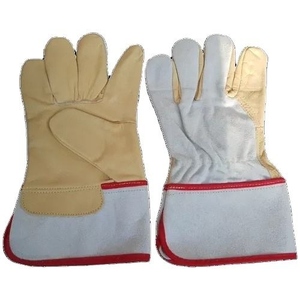 Guantes de Trabajo de Cuero Vacuno de Primera Calidad, Certificados CE, Resistentes al Calor, con Puño Reforzado de Goma, Duraderos para Seguridad Laboral - Product Image 1