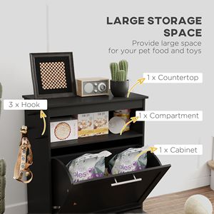 Stazione di Alimentazione Portatile per Animali Domestici, Mobile Contenitore in Bambù per Cibo per Cani con Ciotole Rialzate e Accessori per l'Idratazione, Colore Nero - Product Image 5
