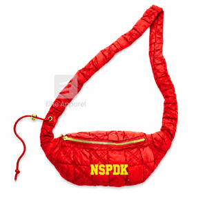 Bolso de cintura personalizado NSPDK Sorority, rojo y dorado, estilo casual, con logo bordado y cierre de cremallera para ropa griega femenina. - Product Image 2