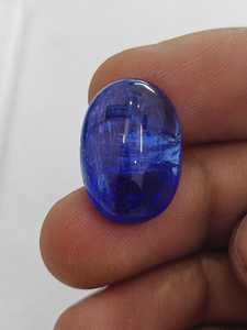 แทนซาไนต์ธรรมชาติทรงรีแบบคาโบชอง สีน้ำเงินเข้ม คุณภาพดีลักซ์ พลอยแท้หายาก สำหรับเครื่องประดับชั้นดี - Product Image 2
