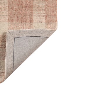 Rose <b>Gold</b> Ivory Plaid Hand Tufted <b>Wool</b> Rug Low Pile Soft Check Pattern Cotton Backing for Living Room and Bedroom - Product Image 6