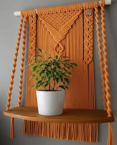 Support de plante suspendu décoratif en macramé de coton, pour intérieur, extérieur, maison et balcon, exportateur indien, à vendre - Product Image 4