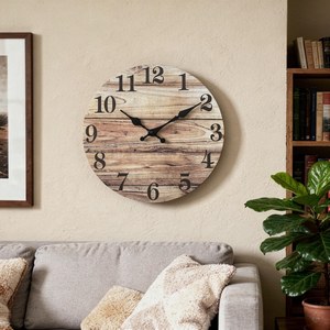 Rustic Wood Grain <b>Wall</b> <b>Clock</b> – Silent Farmhouse Decor, <b>Vintage</b> Style Living Room Art - Product Image 2