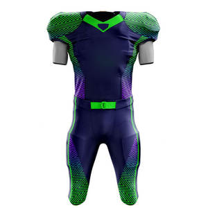 Uniforme de football américain personnalisé haut de gamme 100% polyester léger, design par sublimation, créez votre propre ensemble d'équipe, faible MOQ, OEM - Product Image 1