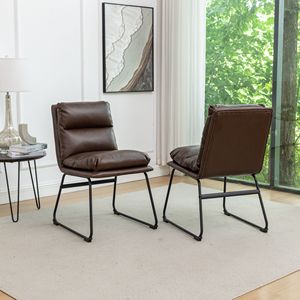 Set di 2 sedie da pranzo imbottite Milos Contemporary Antique Brown - Product Image 2