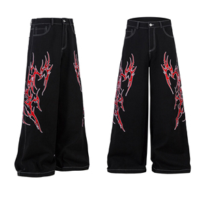 Pantalones Vaqueros Anchos con Bordado Personalizado Glory, Jeans Holgados de Estilo Urbano para Hombre y Mujer, Fabricación OEM - Product Image 2