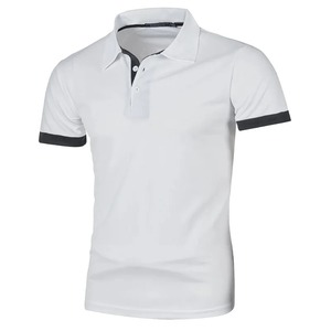 Chemise à manches courtes bleu marine pour homme, 100% polyester, tricot piqué respirant, couleur unie, coupe décontractée, col boutonné - Product Image 3