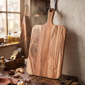 Planche à découper en bois à grain de bois massif avec poignée, compatible lave-vaisselle, pour viande, fromage, légumes, fruits, usage en cuisine - Product Image 6