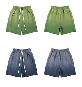 Pantalones cortos de sudor de algodón de gran tamaño con lavado ácido desgastado vintage desteñidos al sol personalizados para hombre, cintura elástica, suministro de servicio informal sólido OEM - Product Image 4