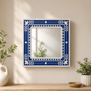 Floral Inlay Large Elegant Bohemian Handmade Eco-Friendly <b>Lightweight</b> Wall <b>Mirror</b> Floral Pattern for Bathroom Use Living Room - Product Image 2