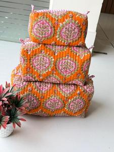 Bolsa de Cosméticos de Algodón con Estampado Floral Indio, Hecha a Mano, Ligera, Ecológica, Bolsa de Maquillaje de Viaje para Mujer con Cierre - Product Image 1