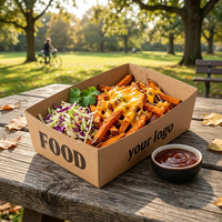 Boîtes d'emballage rectangulaires jetables en kraft blanc thermoformé, imprimées sur mesure, pour snacks et poulet frit à emporter