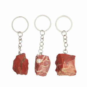 Llavero de cristal de alta calidad, llavero de jaspe rojo en bruto, llavero de piedra natural, regalos para mujeres, mayorista de llaveros - Product Image 3