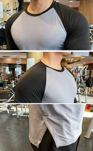 Camiseta de Compresión de Manga Larga para Hombre, Cuello Redondo, Contraste Blanco y Azul, Secado Rápido, Poliéster, para Fitness, Gimnasio y Entrenamiento - Product Image 6