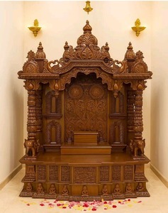 Premium Quality Teak Wood <b>Mandir</b> Manufacturer Deep Brown HandcarvedTemples Puja Unit With Storage Antique Home Shrine London - Product Image 3