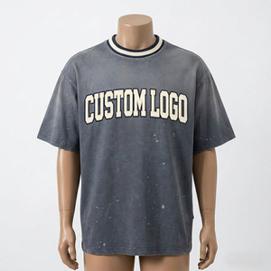 Fabricant de t-shirts streetwear personnalisés, t-shirt graphique vintage pour homme, coupe ample, style universitaire imprimé, effet délavé - Product Image 1