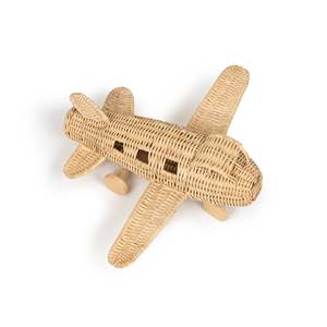 Juguetes imaginarios para niños, avión de juguete de ratán natural de alta calidad, decoración para habitación infantil - Product Image 2