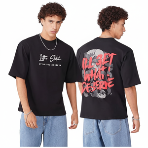 เสื้อยืดผู้ชายคุณภาพสูง สไตล์ฮิปฮอป แฟชั่น 100% ผ้าฝ้าย พิมพ์ลายพัฟ - Product Image 1