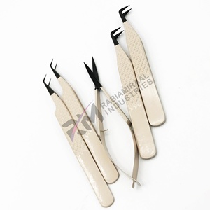 Pinzas para Pestañas RMI con Agarre de Diamante, Pinzas para Pestañas de Acero Inoxidable con Punta de Fibra Profesional para Extensiones de Pestañas, Color Beige - Product Image 5