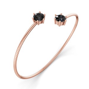 Brazalete Elora Flexi de oro rosa de 14 quilates con diamantes negros de laboratorio (1 quilate) Tw. Joyería de Lujo para Mujer, Pulseras para Uso Diario y Bodas, Venta al Por Mayor - Product Image 6