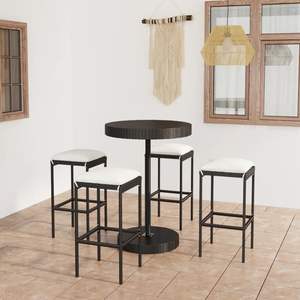 Ensemble de bar de jardin en rotin PE noir avec structure en acier thermolaqué, taille standard, catégorie de produit : Ensembles de jardin - Product Image 1