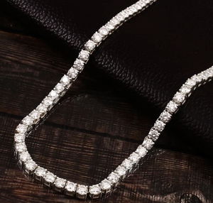 Luxury Moissanite Tennis Necklace <b>Iced</b> <b>Out</b> VVS Diamond Look Hip Hop Jewellery White Gold <b>Chain</b> Classic Shine - Product Image 2