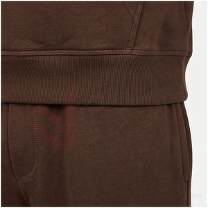 Sweat-shirt à capuche marron pour homme, manches longues, couleur unie, coupe décontractée, fermeture à cordon, poche avant, vêtement d'automne - Product Image 5