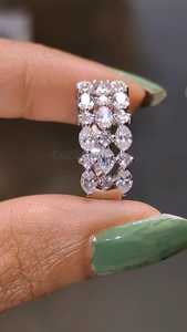 Anillo sorpresa con diamantes cultivados en laboratorio de corte marquise y redondo para mujer, oro macizo de 14 quilates, regalo de aniversario de boda, joyería fina para mujer - Product Image 6