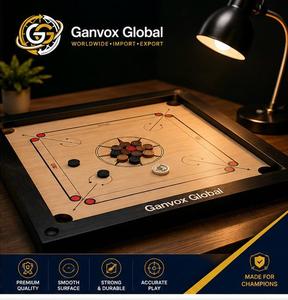 กระดานคารอมพกพา Ganvox Global ขนาด 74 ซม. ทำจากไม้ รูปทรงสี่เหลี่ยม พร้อมเหรียญ 19 ชิ้น ไม้ตีมาตรฐานสำหรับการแข่งขัน เหมาะเป็นของขวัญสำหรับครอบครัว - Product Image 4