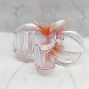 Pinces à cheveux en plastique - Accessoires capillaires floraux hawaïens, pétales translucides givrés, pour une ambiance tropicale parfaite pour les filles et les femmes - Product Image 2