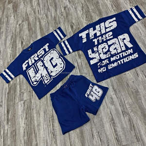 Temporada de verano Venta al por mayor de alta calidad 100% algodón Light GSM Oversized Boxy Vintage camiseta y conjunto corto para hombres - Product Image 3