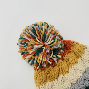 Wholesale Custom 100% Cotton Winter Knitted Beanie <b>Hats</b> with 3D Embroidery Bows Plaid Design - Product Image 3