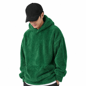 <b>Mens</b> Black <b>Sherpa</b> Hooded Oversized Sweatshirt Casual Winter Wear Anti-Pilling Knitted Solid Color Regular Fit - Product Image 5