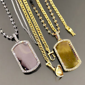 Pendentif cadre photo rectangulaire en or 10K plaqué rhodium avec diamant Moissanite, style Hip Hop glacé, tendance, personnalisé, mode - Product Image 3