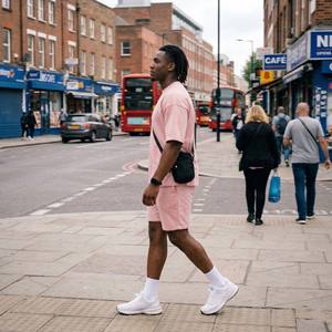 Ensemble streetwear deux pièces rose pastel pour homme, t-shirt oversize à épaules tombantes et short décontracté en tissu éponge respirant de haute qualité - Product Image 6