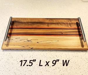 Plateau de service rectangulaire en bois avec poignées latérales - Product Image 2