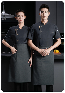 ชุดยูนิฟอร์มเชฟแขนสั้นสำหรับฤดูร้อน แบบยูนิเซ็กซ์ ผ้าถักโพลีเอสเตอร์/คอตตอน ระบายอากาศได้ดี เหมาะสำหรับงานโรงแรม ร้านอาหาร บาร์ - Product Image 5
