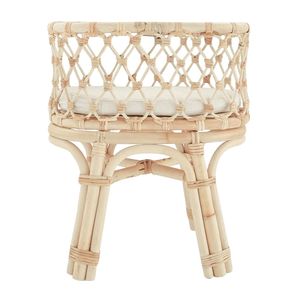 Premium Rattan Doll Bassinet Rattan Doll Cradle with Soft Cushion and Strong Support for Kids Pretend Play Baby Doll Furniture - Product Image 1