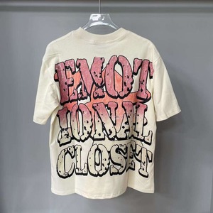 T-shirt formel court surdimensionné en coton épais tricoté, coupe classique, imprimé sérigraphié, écologique, anti-boulochage, haute qualité pour homme - Product Image 5