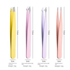 Custom Logo Durable Stainless Steel Eyebrow Tweezers Slanted Tip Beauty Makeup <b>Tool</b> with Customized Color Private Label Supplier - Product Image 4