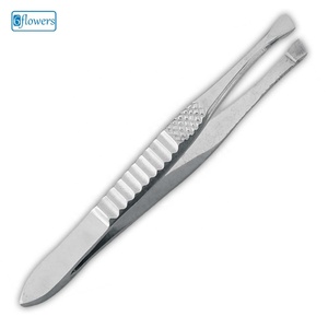 Six Flowers/OEM High Quality Stainless Steel Handmade Slanted Tip Plucking Tweezers for Beauty Eyelash Extensions Eyebrow - Product Image 1