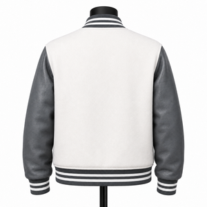 Veste universitaire vintage personnalisée pour homme, corps en laine, manches en cuir PU, patch en chenille, broderie, veste de baseball bomber - Product Image 5