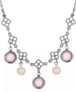 Collana a girocollo con perle finte in cristallo color argento |   2028 - Product Image 2