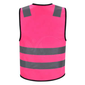 Chaleco de seguridad rosa de alta visibilidad con franjas reflectantes, ropa de trabajo unisex - Product Image 2