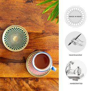 Posavasos de Latón Puro Esmaltados a Mano para Tazas, Vajilla Decorativa Elegante - Product Image 5