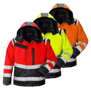 Men's Hooded Safety <b>Jacket</b> <b>Hi</b> <b>Vis</b> Reflective Waterproof Winter Workwear Red Yellow <b>Orange</b> 2026 - Product Image 1