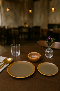 Premium Mustard <b>Ceramic</b> Dinner <b>Plate</b> & Bowl Set Matte Finish Stoneware Tableware Modern Dining Collection High Demanding - Product Image 2